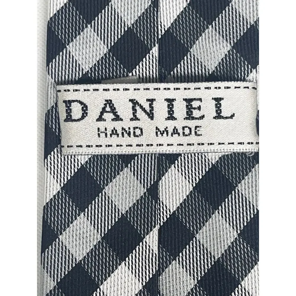 DANIEL Hand Made Tie - Black & White Checkered - Slim Necktie 2.5